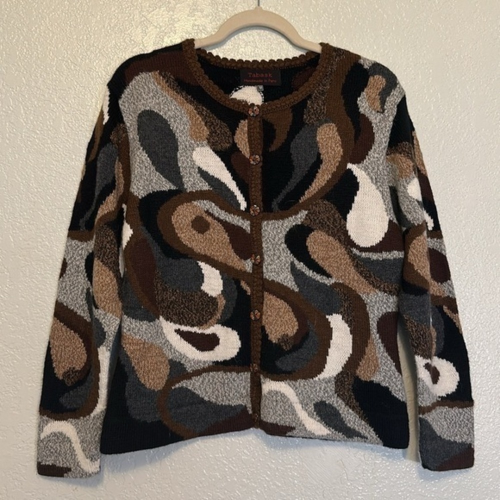 TABASK Made in Peru Alpaca Wool Cardigan M